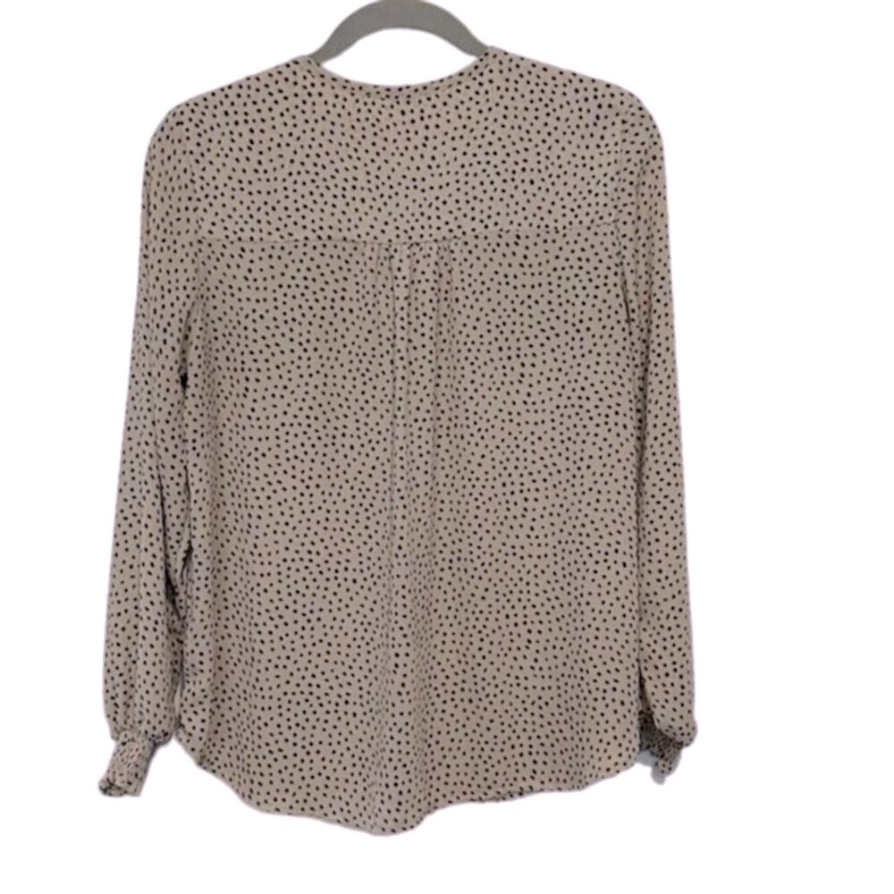 Pleione Women's V-Neck Long Sleeve Polka Dot Blouse Black‎ Size S - Picture 3 of 9